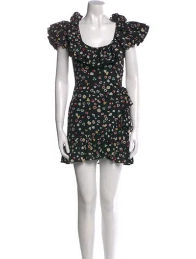 Pre-owned Alessandra Rich Silk Mini Dress In Black