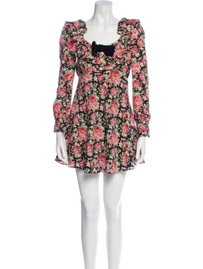 Pre-owned Alessandra Rich Silk Mini Dress In Black