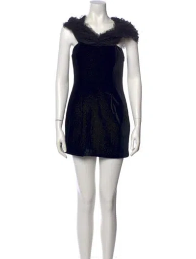 Pre-owned Alessandra Rich Silk Mini Dress In Black
