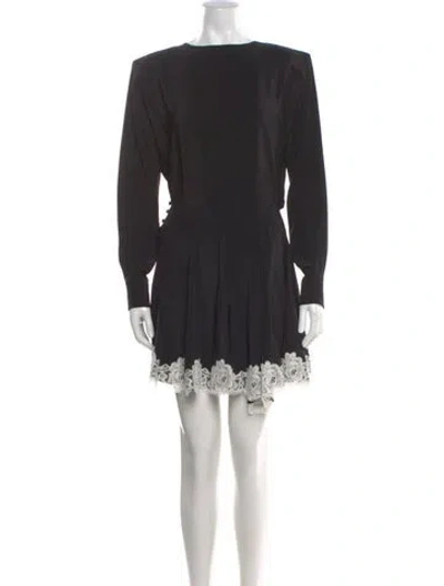 Pre-owned Alessandra Rich Silk Mini Dress In Black