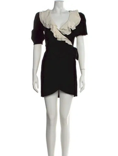 Pre-owned Alessandra Rich Silk Mini Dress In Black