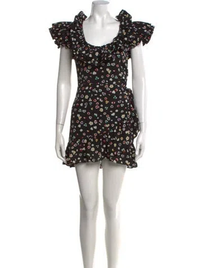 Pre-owned Alessandra Rich Silk Mini Dress In Black