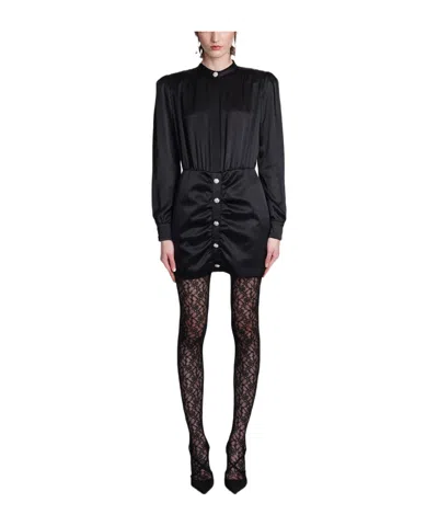 Alessandra Rich Long-sleeve Silk Dress In Black