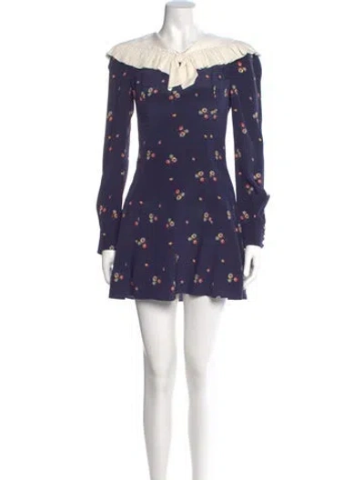 Pre-owned Alessandra Rich Silk Mini Dress In Blue