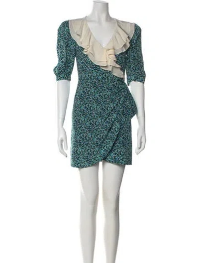 Pre-owned Alessandra Rich Silk Mini Dress In Blue