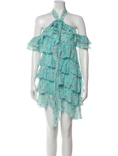 Pre-owned Alessandra Rich Silk Mini Dress In Blue