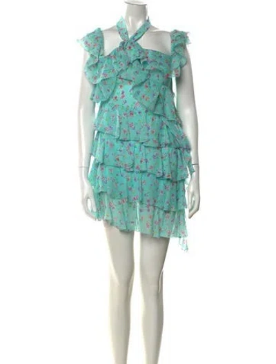 Pre-owned Alessandra Rich Silk Mini Dress In Blue