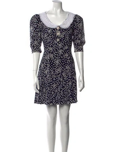 Pre-owned Alessandra Rich Silk Mini Dress In Blue