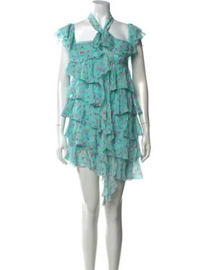 Pre-owned Alessandra Rich Silk Mini Dress In Blue