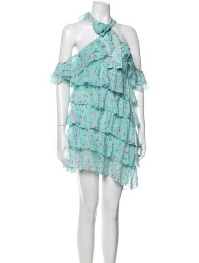 Pre-owned Alessandra Rich Silk Mini Dress In Blue