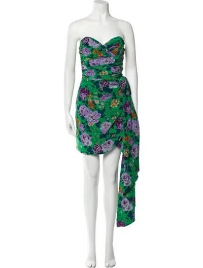 Pre-owned Alessandra Rich Silk Mini Dress In Green
