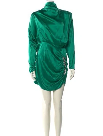 Pre-owned Alessandra Rich Silk Mini Dress In Green
