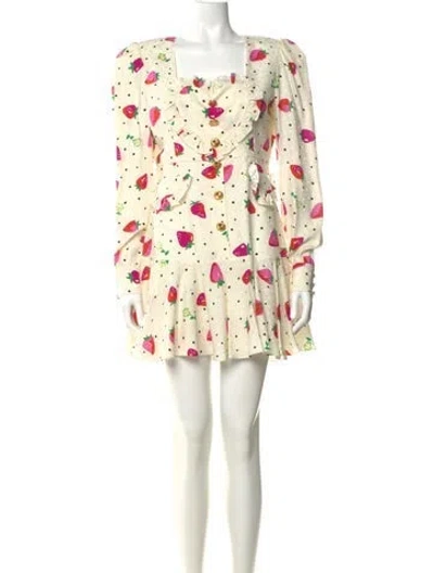 Pre-owned Alessandra Rich Silk Mini Dress In Neutral