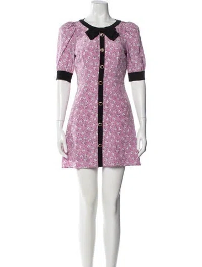 Pre-owned Alessandra Rich Silk Mini Dress In Purple