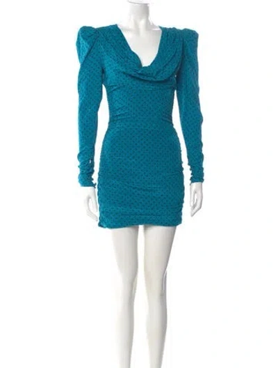 Pre-owned Alessandra Rich Silk Mini Dress W/ Tags In Blue