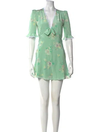 Pre-owned Alessandra Rich Silk Mini Dress W/ Tags In Green