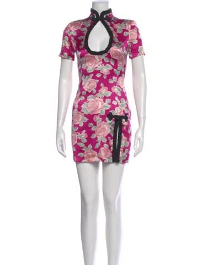 Pre-owned Alessandra Rich Silk Mini Dress W/ Tags In Purple