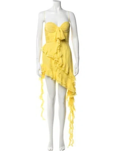 Pre-owned Alessandra Rich Silk Mini Dress W/ Tags In Yellow