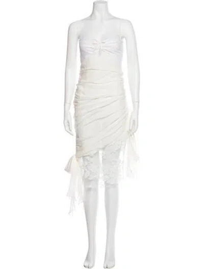 Pre-owned Alessandra Rich Silk Mini Dress In White