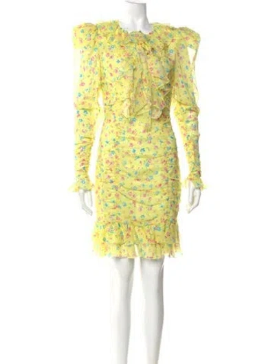 Pre-owned Alessandra Rich Silk Mini Dress In Yellow