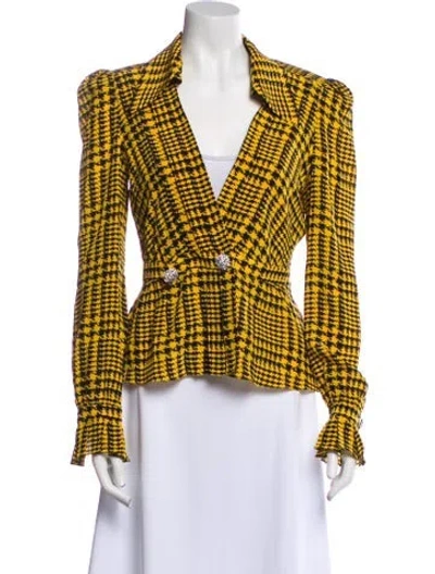 Pre-owned Alessandra Rich Silk Plaid Print Blazer In Black