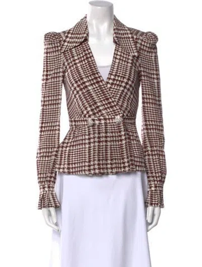Pre-owned Alessandra Rich Silk Plaid Print Crop Top In Multi