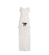 Alessandra Rich Ruched Polka-dot Silk Maxi Dress In White