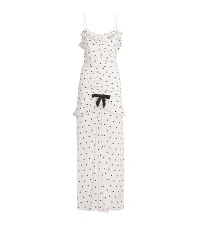ALESSANDRA RICH SILK POLKA DOT MAXI DRESS