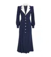 Alessandra Rich Women's Midi Dress With Mikado Collar In In Blue