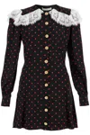 Alessandra Rich Lace-trimmed Polka-dot Silk-crepe Mini Dress In Black-red (black)