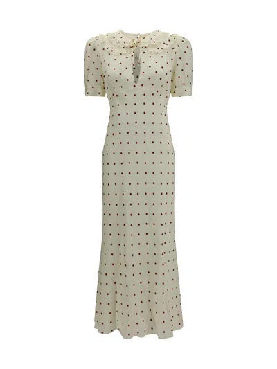 Alessandra Rich Silk Polka-dot Dress In Neutral