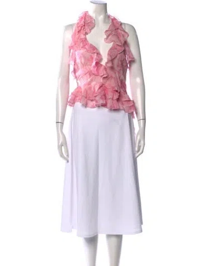 Pre-owned Alessandra Rich Silk Printed Top In Pink