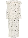 Alessandra Rich Off-the-shoulder Floral-print Silk Crepe De Chine Midi Dress In White