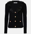 Alessandra Rich Silk-trimmed Wool And Cashmere Cardigan In Black