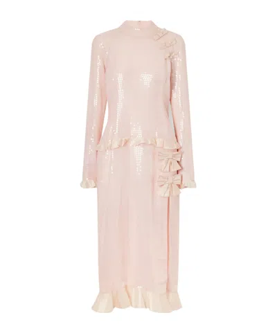 Alessandra Rich Sequin-embellished Silk-georgette Midi Dress In Pink