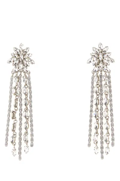 Alessandra Rich Crystal Earring With Fringes In Metallic