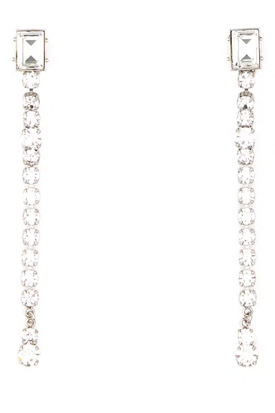 Alessandra Rich Metal Earrings Dangling Design Rectangular And Round Gemstones In Metallic