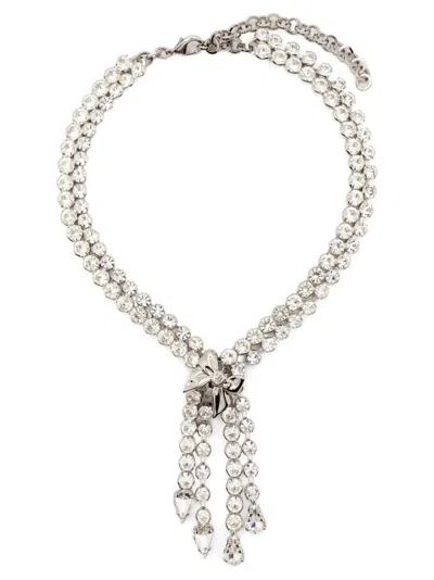 ALESSANDRA RICH SILVER BOW CRYSTALS NECKLACE
