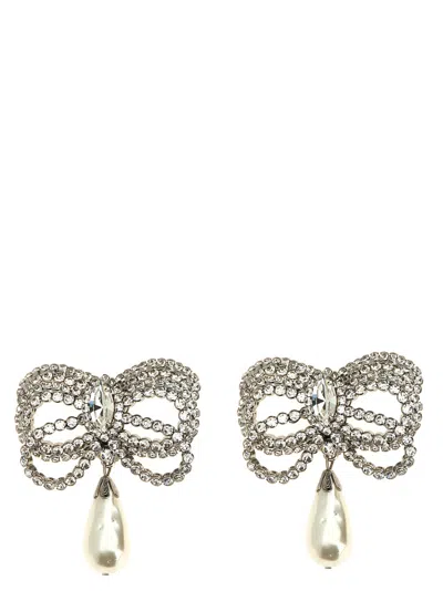ALESSANDRA RICH SILVER BOW EARRINGS