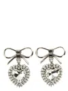 Alessandra Rich Heart-shaped Drop Earrings Crystal Embellishments In Silver