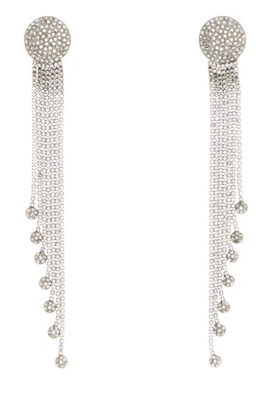 Alessandra Rich Crystal Fringes Earrings In Red