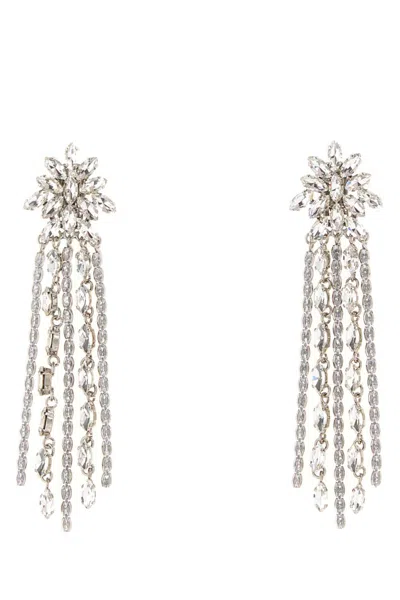 Alessandra Rich Crystal Earring With Fringes In Metallic
