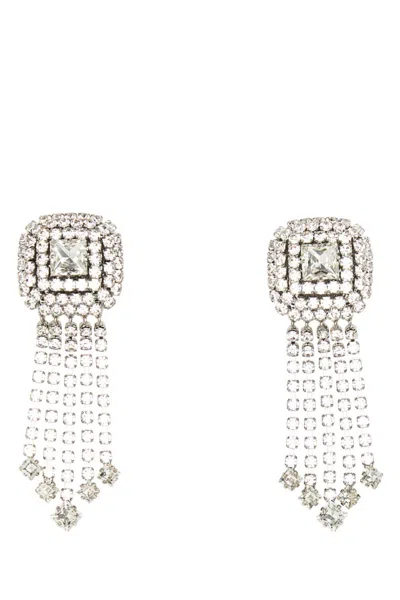 ALESSANDRA RICH SILVER CRYSTAL DROP EARRINGS