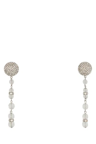 Alessandra Rich Crystal Earring With Glass Pendant In Gray