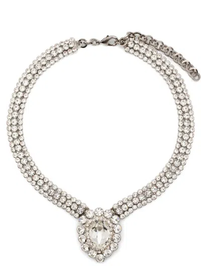 ALESSANDRA RICH SILVER DROP STONE NECKLACE