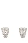 Alessandra Rich Metal Earrings Adorned Rhinestone Embellishments In Silver
