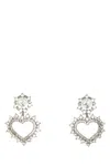 Alessandra Rich Heart-shaped Crystal Dangle Earrings In Silver
