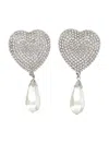 Alessandra Rich Heart-shaped Crystal Earrings In Silver