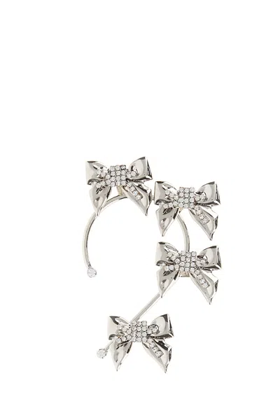 Alessandra Rich Silver Metal Bows Ear Cuff