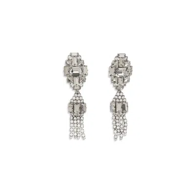 Alessandra Rich Silver-colored Crystal Drop Earrings In Pattern
